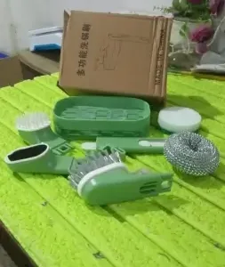 9-Piece Kitchen Cleaning Brush Set – Multipurpose Dish Scrubber Kit with Soap Holder for Kitchen, Sink, Bottles & Cookware ( default, OS )