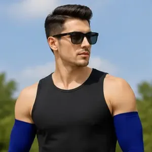 Classic Arm Sleeve – UV Protection Stretchable Sports Arm Cover (Unisex) ( blue, OS )