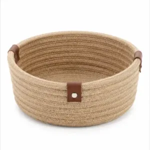 Handwoven Mini Jute Storage Basket Set of 3 with Lid | Natural Rope Organizer for Home, Kitchen & Shelf Storage ( default, OS )