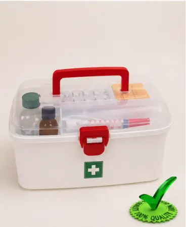 zTpxi4CoyfUfhLgQcGszHw09IAuXxCuebX9IfaoJ.webp Multipurpose Medicine Storage Box with Handle | Plastic First Aid Kit Organizer with 2 Compartments (White) ( default, OS )