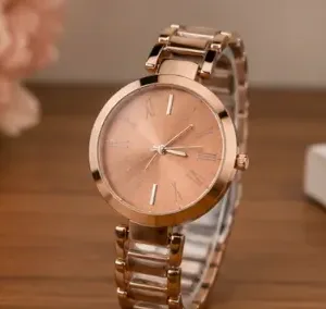 Women’s Designer Metal Analog Watch – Round Brown Dial Quartz Wristwatch | Stylish Fashion Watch with Additional Strap ( brown, OS )