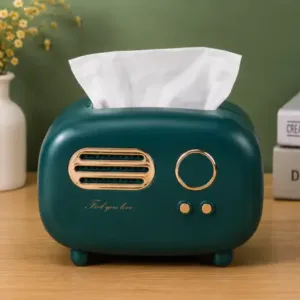 Vintage Retro Tissue Box Holder – Dark Green Plastic Tissue Storage Organizer for Kitchen, Dining Table, Living Room & Office ( green, OS )