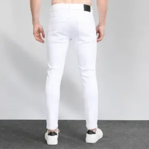 Solid Stretchable Slim Fit White Denim Jeans for Men – Stylish Poly Cotton Jeans for Casual & Daily Wear ( white, 28 )