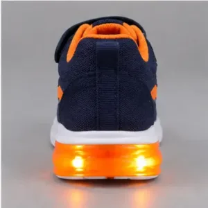 Kids LED Light Sports Shoes – Sky Blue Synthetic Sneakers with Velcro Strap for Boys & Girls ( orange, 4.5-5 Years )
