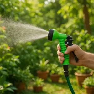 Garden Hose Spray Nozzle – Adjustable Multi-Pattern Watering Gun with Flow Control | Handheld Sprayer for Plants, Car Wash & Cleaning ( green, OS )