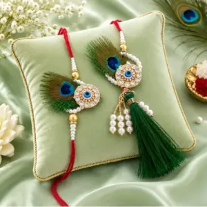 Bhaiya Bhabhi Combo Rakhi Set – Designer Brother & Bhabhi Rakhi with Beaded Detailing ( default, OS )