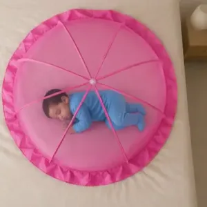 Foldable Baby Mosquito Net with Bedding – Portable Washable Infant Sleeping Bed Protector ( pink, OS )