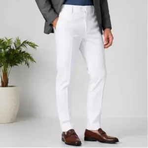 Men's Formal Trousers – Slim Fit Solid Polycotton Pants for Office, Business & Formal Wear ( white, 32 )