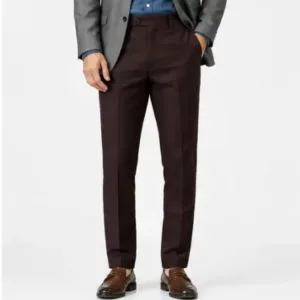 Men's Formal Trousers – Slim Fit Solid Polycotton Pants for Office, Business & Formal Wear ( brown, 30 )