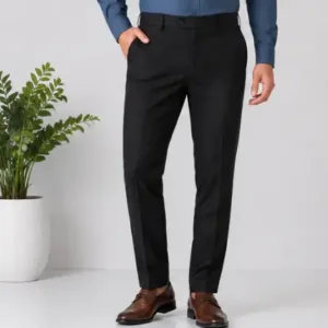 Men's Formal Trousers – Slim Fit Solid Polycotton Pants for Office, Business & Formal Wear ( black, 36 )