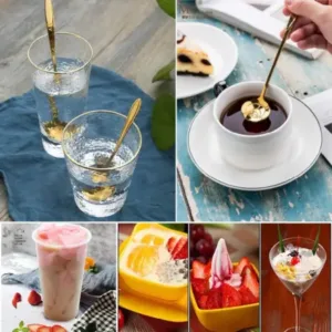 4 Pcs Golden Decorative Spoon Set – Stylish Floral Design Spoons for Kitchen & Dining ( gold, OS )