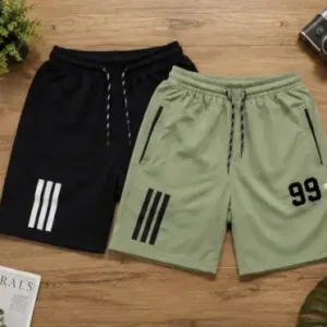 Men's Lycra Stretchable Shorts Combo Pack of 2 – Printed Sports Shorts with 2 Zipper Pockets ( multicolor, 36 )