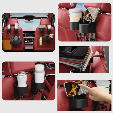 5eKUyP60EFKvK2V4OgatfWRBTtpwNA6KWP3Jle0a.webp 2-Piece 3-in-1 Car Headrest Hook & Cup Holder – Hidden Seat Back Hanger, Storage Organizer & Drink Holder ( black, OS )