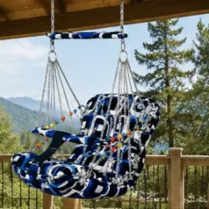 Cotton Baby Swing Chair – Foldable Hanging Jhula with Safety Belt for Kids | Washable Indoor & Outdoor Baby Swing ( default, OS )