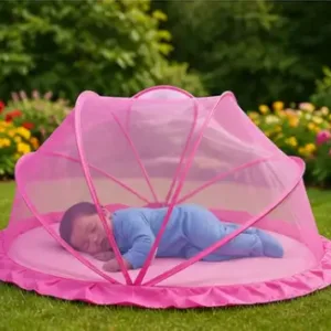 Foldable Baby Mosquito Net with Bedding – Portable Washable Infant Sleeping Bed Protector ( pink, OS )