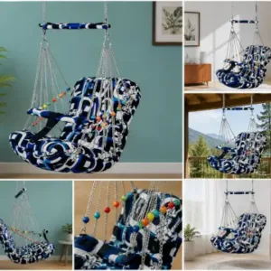 Cotton Baby Swing Chair – Foldable Hanging Jhula with Safety Belt for Kids | Washable Indoor & Outdoor Baby Swing ( default, OS )