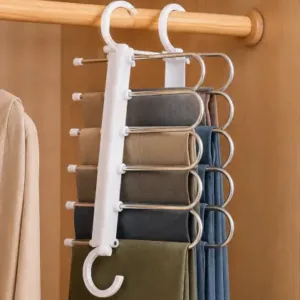 5-in-1 Stainless Steel Foldable Magic Hanger – Multi-Layer Space Saving Pant & Trouser Organizer for Wardrobe ( default, OS )