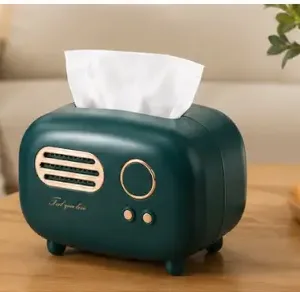 Vintage Retro Tissue Box Holder – Dark Green Plastic Tissue Storage Organizer for Kitchen, Dining Table, Living Room & Office ( green, OS )