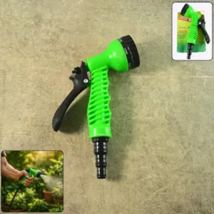 Garden Hose Spray Nozzle – Adjustable Multi-Pattern Watering Gun with Flow Control | Handheld Sprayer for Plants, Car Wash & Cleaning ( green, OS )