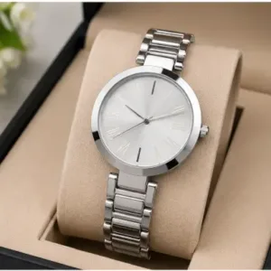 Women’s Designer Metal Analog Watch – Round Brown Dial Quartz Wristwatch | Stylish Fashion Watch with Additional Strap ( silver, OS )