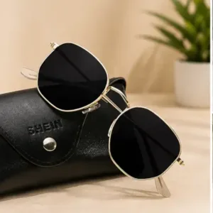 Men's Rectangular Metal Sunglasses – Stylish UV Protection Fashion Sunglasses for Men & Women ( black, OS )