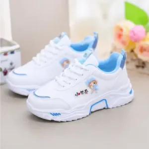 Kids Stylish Printed Casual Shoes for Girls – Lace-Up Synthetic Shoes with Comfortable Rubber Sole ( blue, 7 )