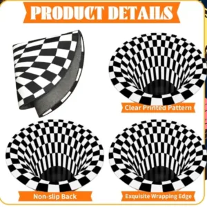 3D Optical Illusion Round Carpet – Non-Slip Geometric Area Rug for Living Room, Bedroom & Home Décor ( default, OS )