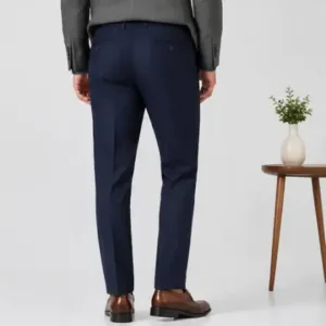 Men's Formal Trousers – Slim Fit Solid Polycotton Pants for Office, Business & Formal Wear ( blue, 28 )