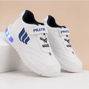 Kids LED Light Shoes – Lightweight Velcro Sports Shoes with Color-Changing Lights for Boys ( blue, 4.5-5 Years )