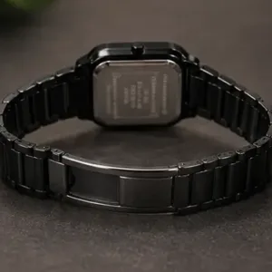 Women’s Square Black Dial Watch – Stainless Steel Strap Quartz Analog Wristwatch | Stylish Rose Fashion Watch ( black, OS )