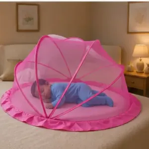 Foldable Baby Mosquito Net with Bedding – Portable Washable Infant Sleeping Bed Protector ( pink, OS )