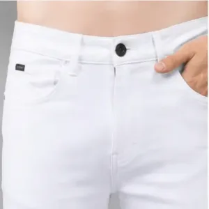 Solid Stretchable Slim Fit White Denim Jeans for Men – Stylish Poly Cotton Jeans for Casual & Daily Wear ( white, 32 )