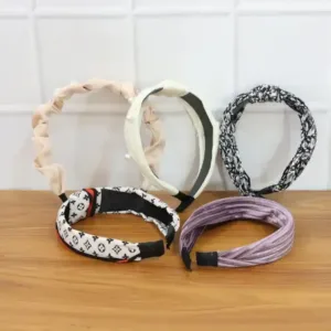 Ribbed Knot Pearl Hairband for Women – Soft Padded Headband for Everyday & Party Wear ( multicolor, OS )