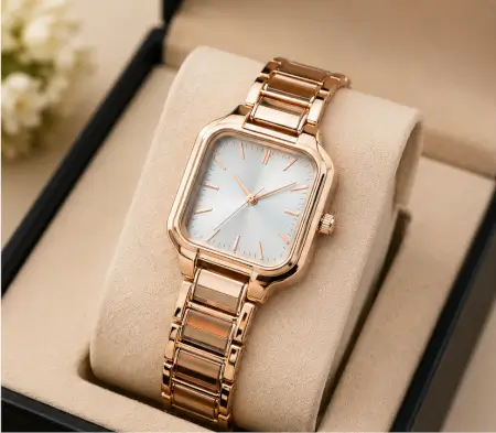 NYrR4HU3UnTL6Aq62XxekuxlUvXWDwbQXMeU5J1S.webp Women’s Square Black Dial Watch – Stainless Steel Strap Quartz Analog Wristwatch | Stylish Rose Fashion Watch ( gold, OS )