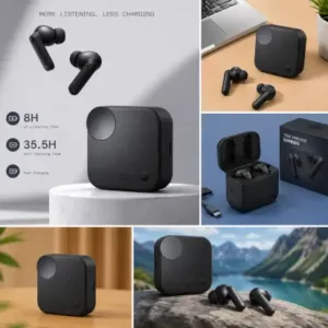 Classic Sonic Buds 2 TWS Earbuds – Bluetooth 5.2, Hybrid ANC, Ultra Bass & 55 Hours Playtime ( black, OS )