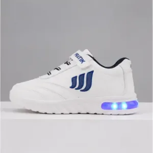 Kids LED Light Shoes – Lightweight Velcro Sports Shoes with Color-Changing Lights for Boys ( blue, 2-2.5 Years )