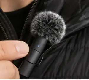 Dual Wireless Lavalier Microphone – Mini Clip-On Collar Mic with Noise Reduction for iPhone & Android | USB-C & Lightning Receiver ( black, OS )