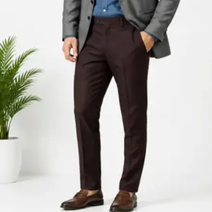 Men's Formal Trousers – Slim Fit Solid Polycotton Pants for Office, Business & Formal Wear ( brown, 30 )