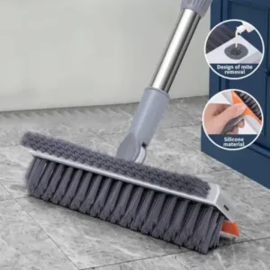 3-in-1 Orange Wiper Brush – Long Handle Bathroom Floor & Glass Cleaning Squeegee ( default, OS )