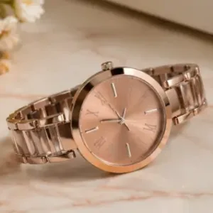 Women’s Designer Metal Analog Watch – Round Brown Dial Quartz Wristwatch | Stylish Fashion Watch with Additional Strap ( brown, OS )