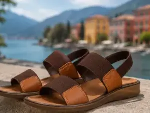 Shozie Women's Casual Slip-On Sandals – Synthetic Open Toe Comfortable Flat Sandals with Embellished Design ( brown, IND-3 )