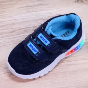 Kids LED Light Sports Shoes – Sky Blue Synthetic Sneakers with Velcro Strap for Boys & Girls ( blue, 12-18 Months )
