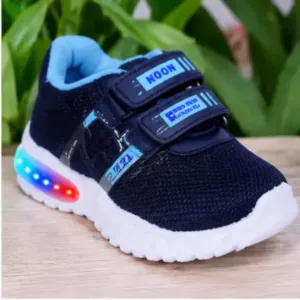 Kids LED Light Sports Shoes – Sky Blue Synthetic Sneakers with Velcro Strap for Boys & Girls ( blue, 12-18 Months )
