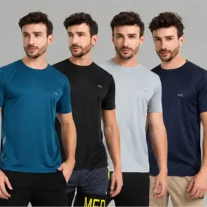 Men's Solid T-Shirt Combo Pack of 4 – Multicolor Regular Fit Dry-Fit Round Neck Half Sleeve Sports T-Shirts ( multicolor, XXL )