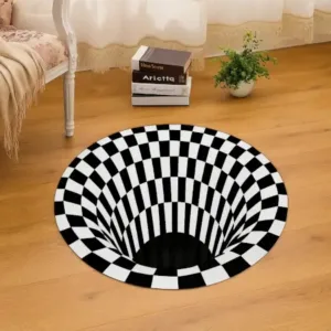 3D Optical Illusion Round Carpet – Non-Slip Geometric Area Rug for Living Room, Bedroom & Home Décor ( default, OS )