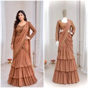 Georgette Ready To Wear Saree with Embroidered Bead Work