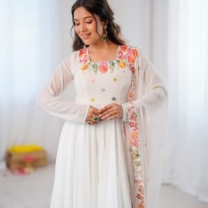 Premium Georgette Sequins Coding Embroidered Anarkali Gown