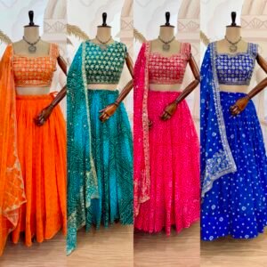Premium Georgette Sequins Embroidered Lehanga with Stitched Blouse