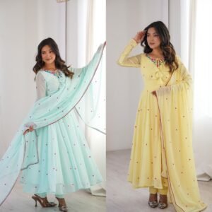 Designer Georgette Embroidered Anarkali Set -Available in 2 Colours