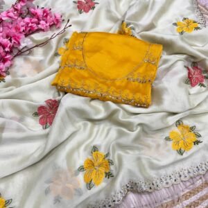Designer Rangoli Silk Saree with Multi Embroidery & Original Mirror Work(Available in 5 colours)
